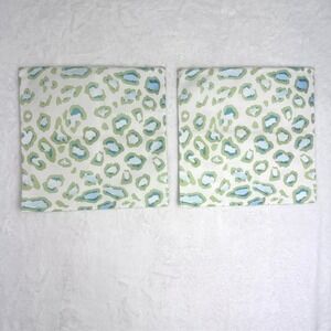 Set of 2‎ Leopard Pillow Covers 14" Square Blue Green Throw Accent Pillows